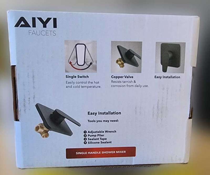 High Quality Brass Matte Black Square Shower Mixer