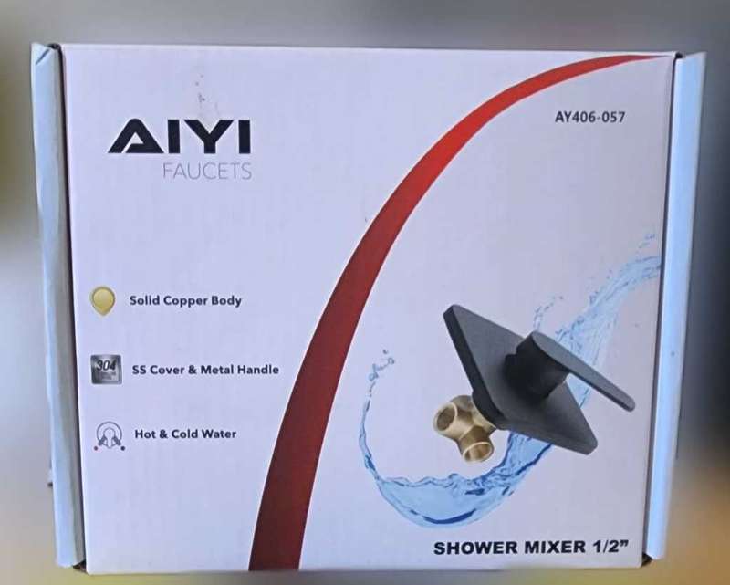 High Quality Brass Matte Black Square Shower Mixer