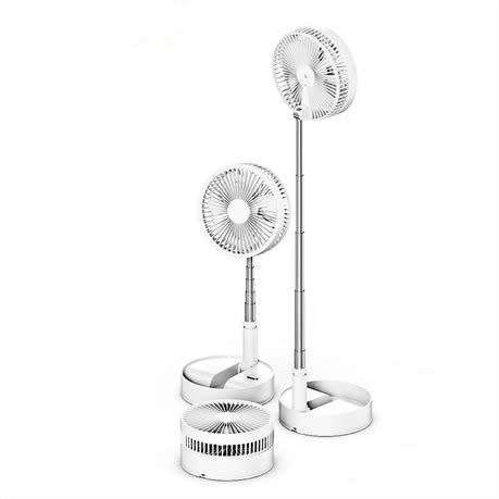 8-Inch Rechargeable Oscillating Foldaway Fan & Standing Fan - White