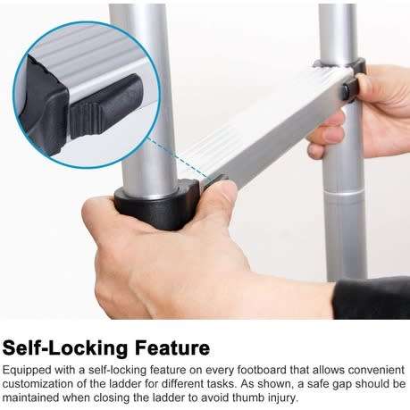 Outdoor Aluminum Compact Ladder, Heavy Duty Folding Telescopic Ladders