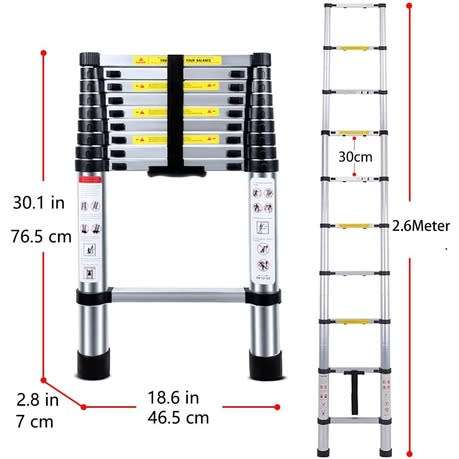 Outdoor Aluminum Compact Ladder, Heavy Duty Folding Telescopic Ladders