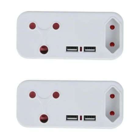 2 X Plug Socket, Power Strip with Usb, Universal Travel Ada
