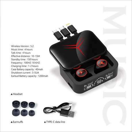 Sports Noise Reduction In ear v5.2 TWS Wireless Gaming Stereo earphone