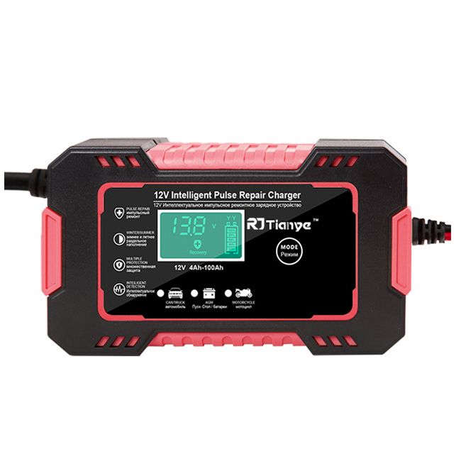RJtianye Smart Battery Charger 12V 6A Intelligent Pulse Repair Charger