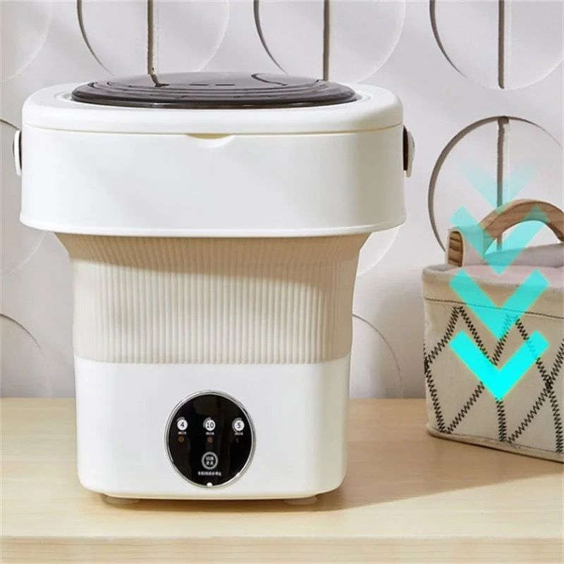 Mini Portable Foldable Washing Machine With Rotary Dryer - White