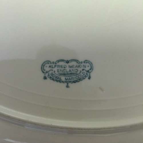 Vintage Alfred Meakin Green , Red and Silver Trim Serving plate