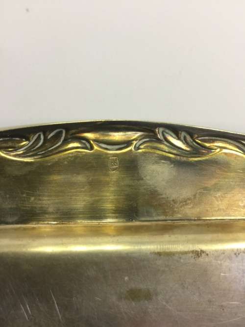 Vintage silver plate tray, small square platter in silver over copper.