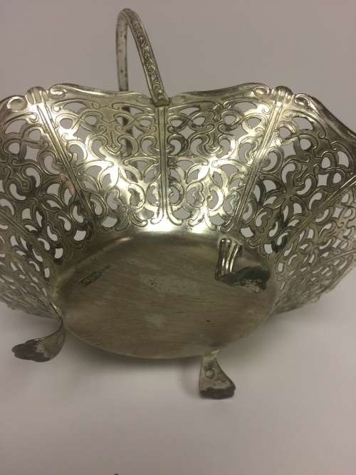 Small Candy Basket, Vintage Quist German Silver Plate Candy Dish, Silverplate Filigree Candy Bowl