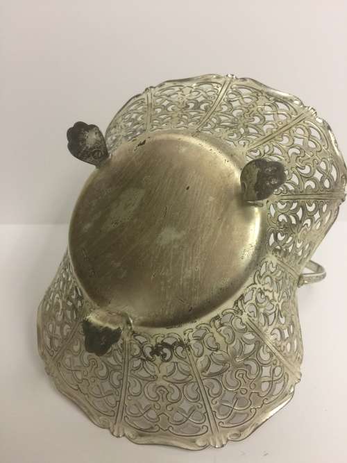 Small Candy Basket, Vintage Quist German Silver Plate Candy Dish, Silverplate Filigree Candy Bowl