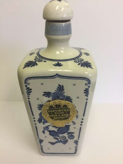 Delft Blue Empty Liquor Bottle Decanter With cork. Windmill Holland