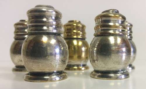 5 Vintage Tiny Silver Plated  Salt & Pepper shakers