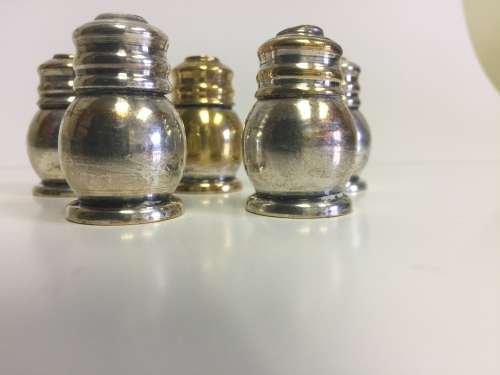 5 Vintage Tiny Silver Plated  Salt & Pepper shakers