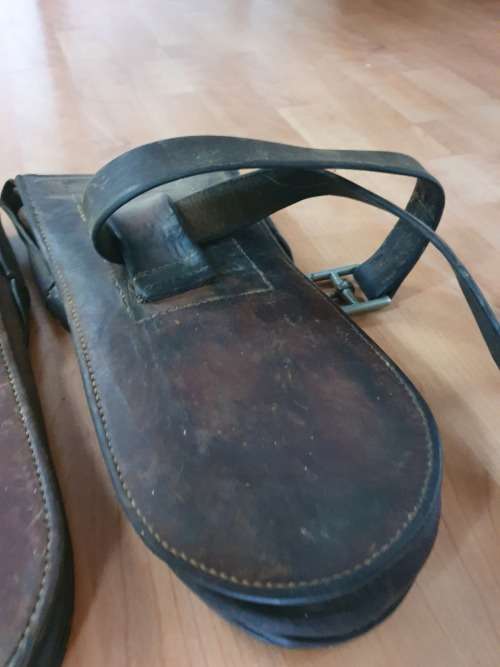 Vintage leather English military saddlebags 1940 british horse