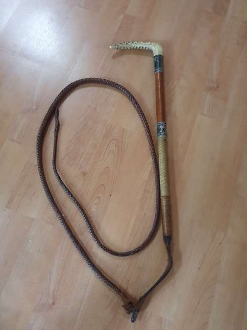 Vintage Lunge Whip with Antler Handle 1930s
