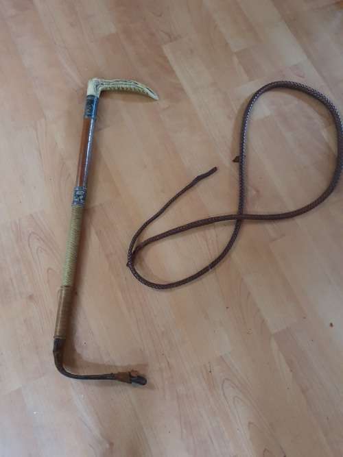 Vintage Lunge Whip with Antler Handle 1930s