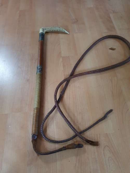 Vintage Lunge Whip with Antler Handle 1930s