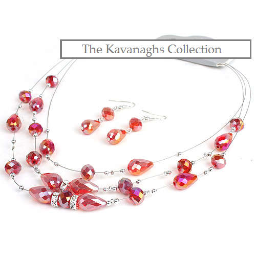 Kavanaghs - Sparkling Crystal Necklace And Earrings Set