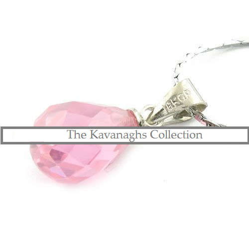Kavanaghs - Sparkling Simulated Pink Diamond Briolette Pendant