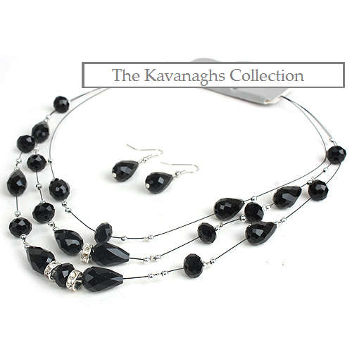 Kavanaghs - Sparkling Crystal Necklace And Earrings Set