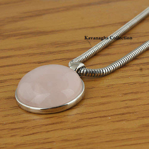 Kavanaghs - Silvery Rose Quartz Pendant and Necklace