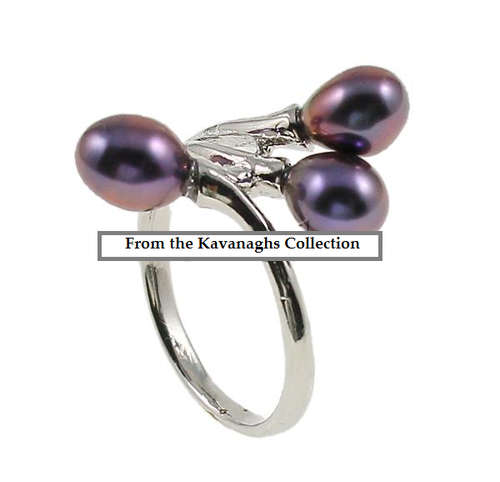 The Kavanaghs Collection - 8mm Tripple Black Freshwater Pearl Ring