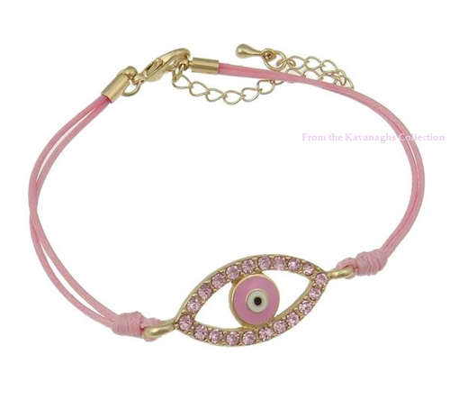 From the Kavanaghs Collection - Sparkling Pink Rhinestone Evil Eye Bracelet