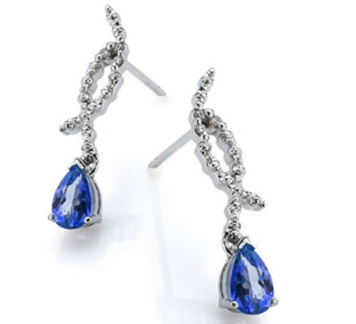 The Kavanaghs Collection - Alluring 0.71cts Genuine Tanzanite and Diamond Earrings