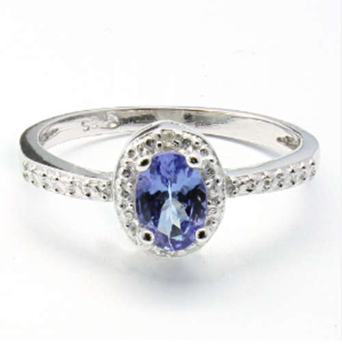 0.42cts Genuine Tanzanite and Diamond Ring