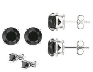 LOW COST COURIER SHIPPING - Elegant 0.50cts Genuine Brilliant Cut Black Diamond Earrings