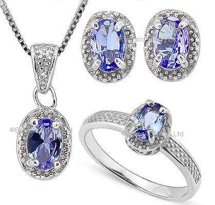Alluring 1.75cts Genuine Tanzanite and Diamond Set