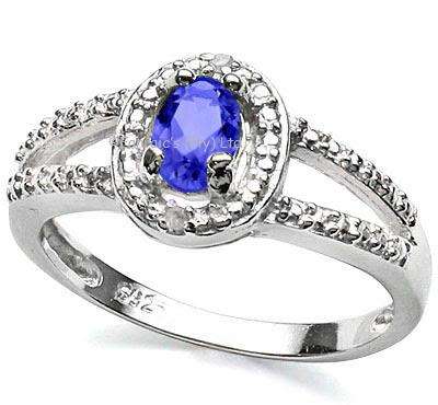Glamorous 0.44cts Genuine Tanzanite and Diamond Ring