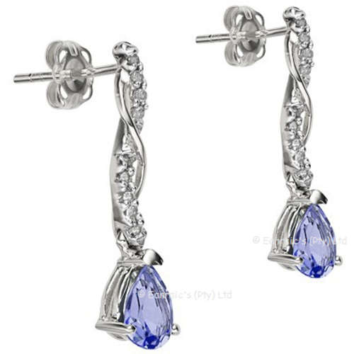 0.71cts Genuine Tanzanite and Diamond Earrings