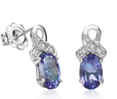 0.84cts Genuine Tanzanite and Diamond Earrings