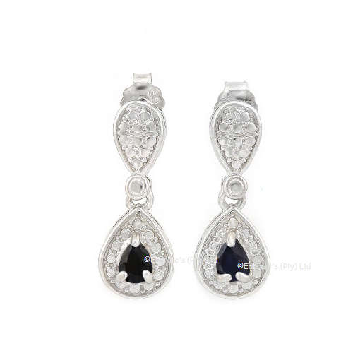 Sparkling 0.56ct Genuine Sapphire Earrings in 925 Silver