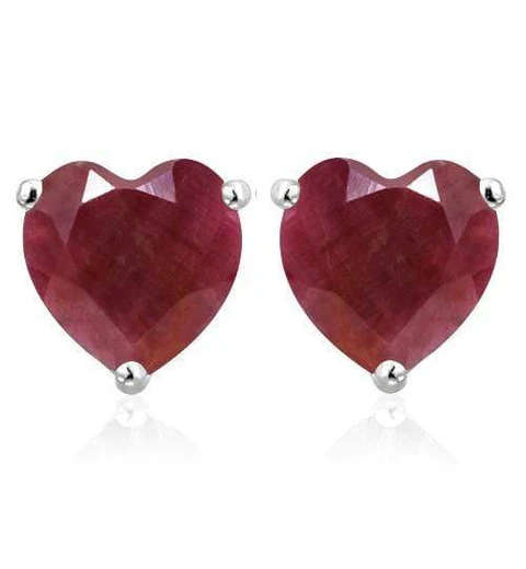 Sparkling 2.20cts Genuine Ruby Earrings in 925 Silver