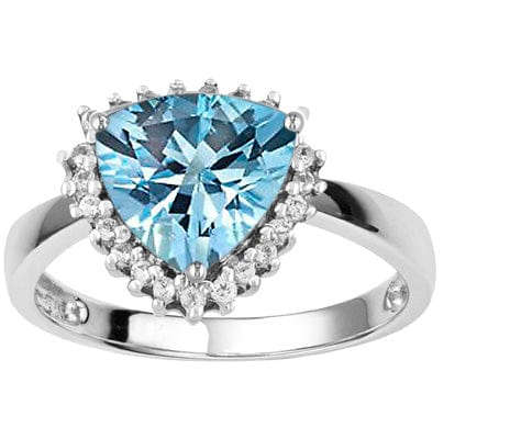 Glamorous 1.30cts Genuine Topaz and 0.01cts Diamond Ring in 925 Silver