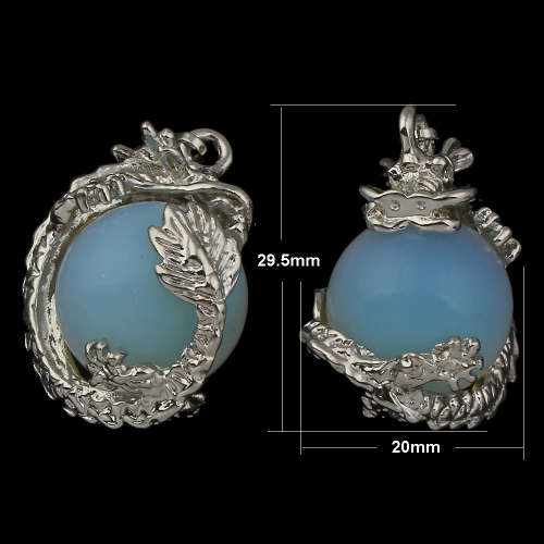 Sea Opalite Pendant with a Dragon Figure