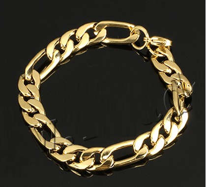 Gorgeous Stainless Steel Gold Plated Figaro Bracelet