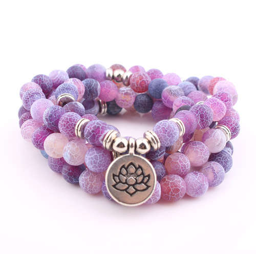 Natural Crackle Agate 8mm Necklace 80cm long