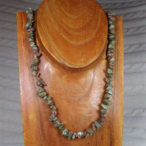 Natural Unakite 4mm to 7mm Necklace 70cm long