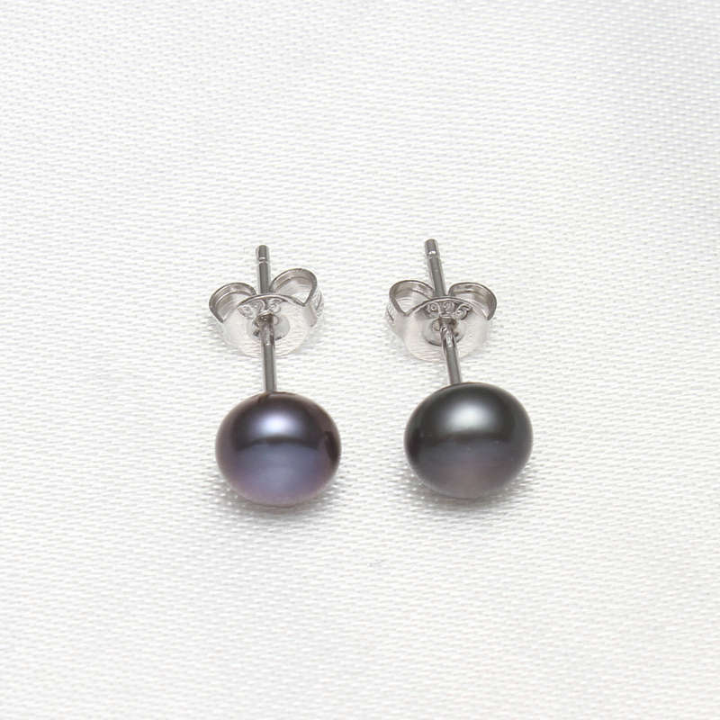 XMAS Special -KAVANAGHS 11000 positive ratings - Lovely 7mm Black Cultured Freshwater Pearl Earrings