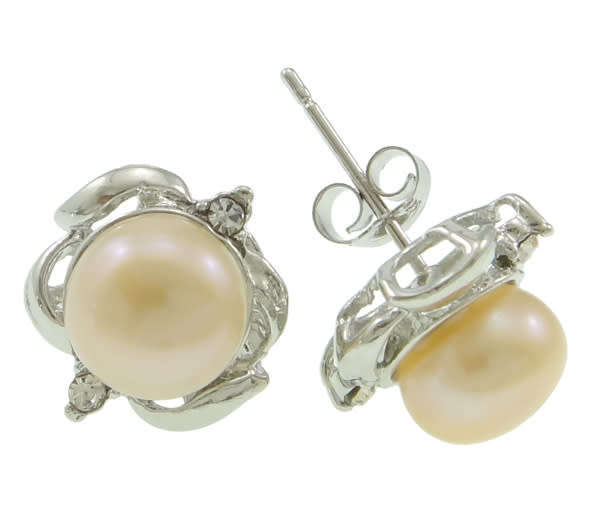 KAVANAGHS - Sparkling WHITE Genuine 9mm Cultured Pearl Earrings.