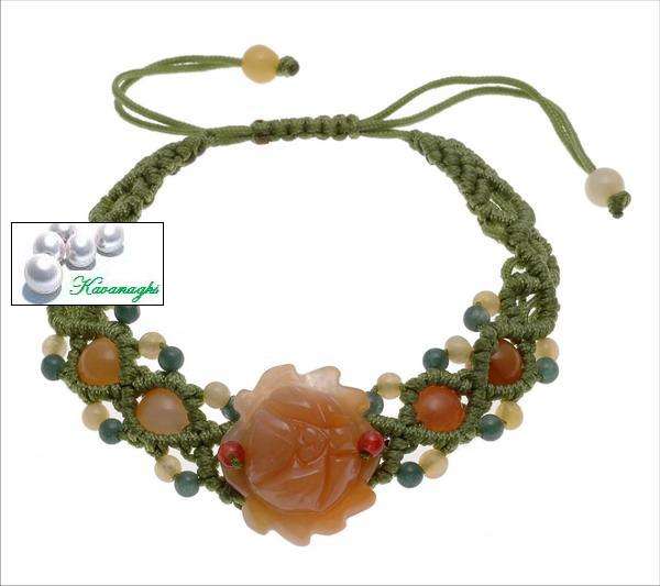 From the Kavanaghs collection- Hand knotted yellow jade face bracelet