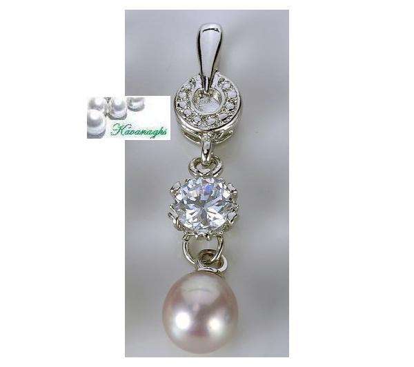 From the Kavanaghs Collection - Ellegantly Designed Authentic Pearl and CZ pendant.