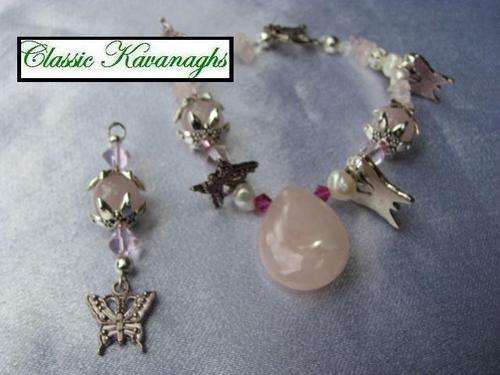 Kavanaghs Collection -  Rose Quartz, Fresh Water Pearl and Crystal Bracelet