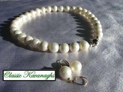 From the Kavanaghs Collection - Exquisite 12mm Shell Pearl Necklace and Earring Set