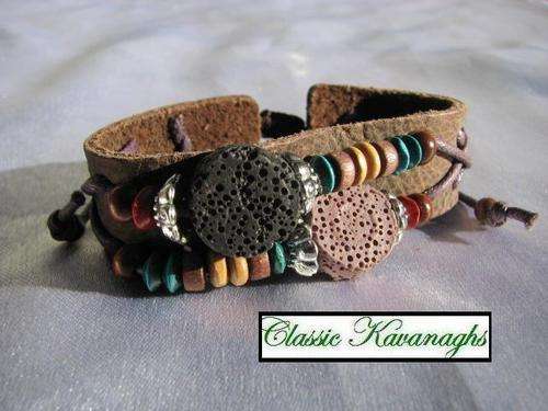 From the Kavanaghs Collection - Multicolor Lava Rock Leather Bracelet
