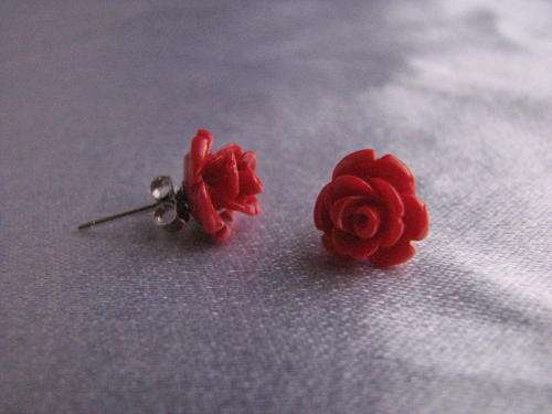 FREE SHIPPING - From the Kavanaghs Collection - Red Rose Coral Studs 925 Silver