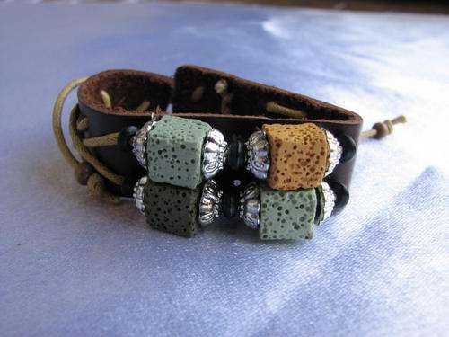 From the Kavanaghs Collection - Multicolor Lava Rock Leather Bracelet