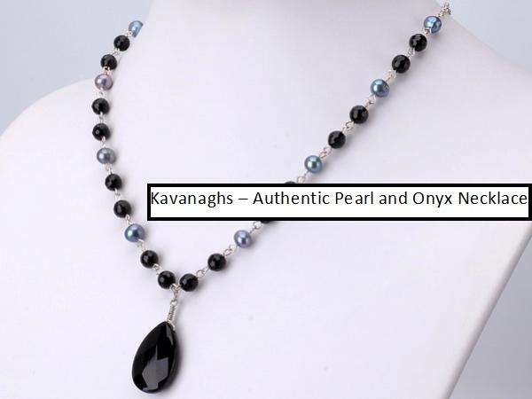 FREE SHIPPING - Beautiful Onyx and Pearl Necklace